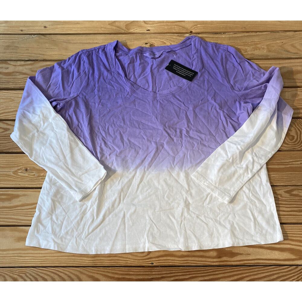 New Candace Cameron Bure Ocean Dipped Ombre Long Sleeve Tee Large Women’s Violet